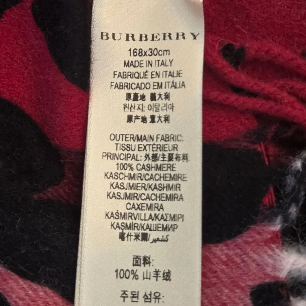 Burberry Cashmere Scarf NEW Parade Red Check Animal Print Giant Check ITALY